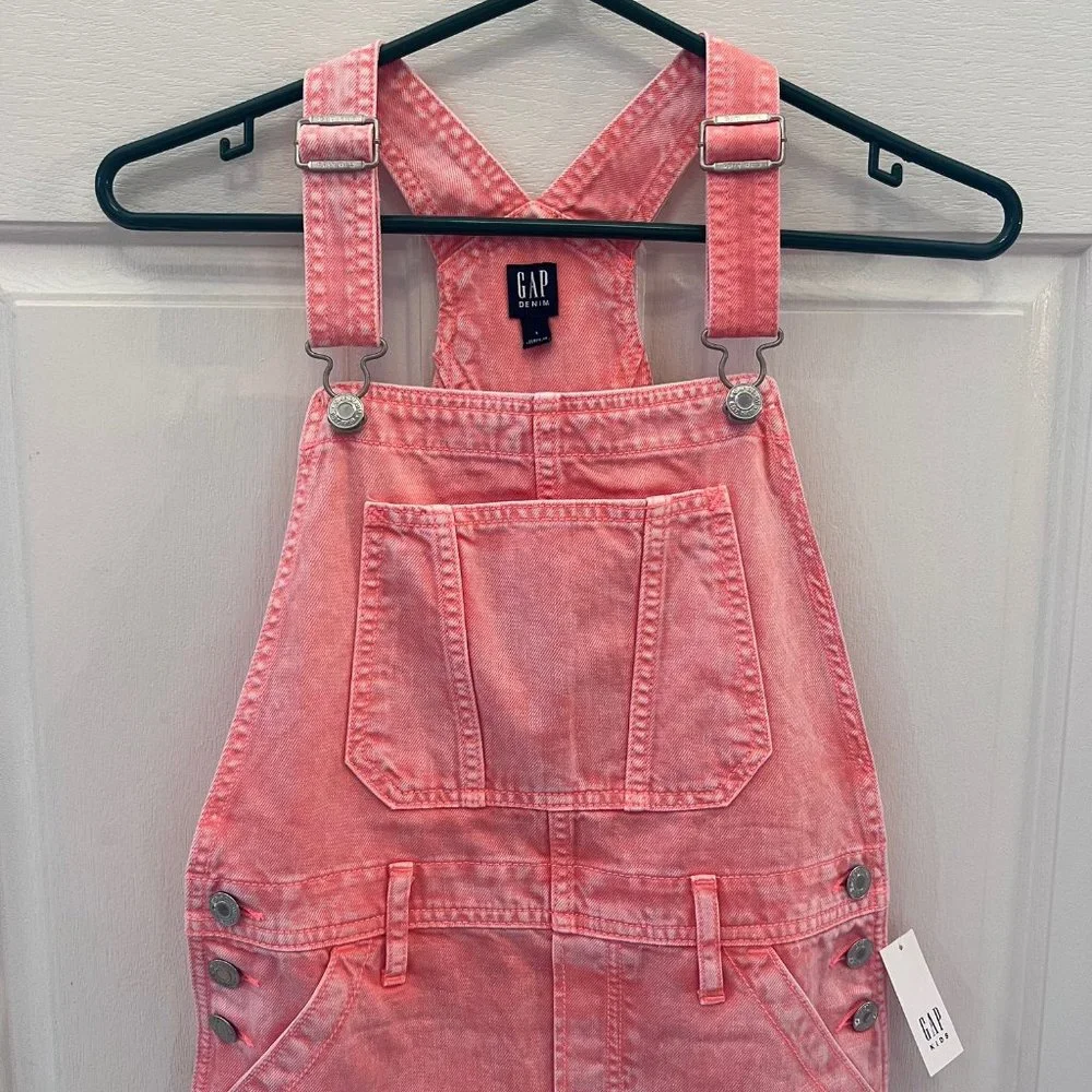 Gap Kids NWT Coral Denim Overalls Dress Size Large